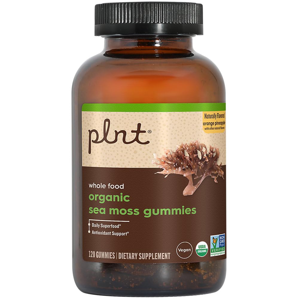 plnt Organic Sea Moss Gummies Daily Superfood Support Orange Pineapple 120 Gummies