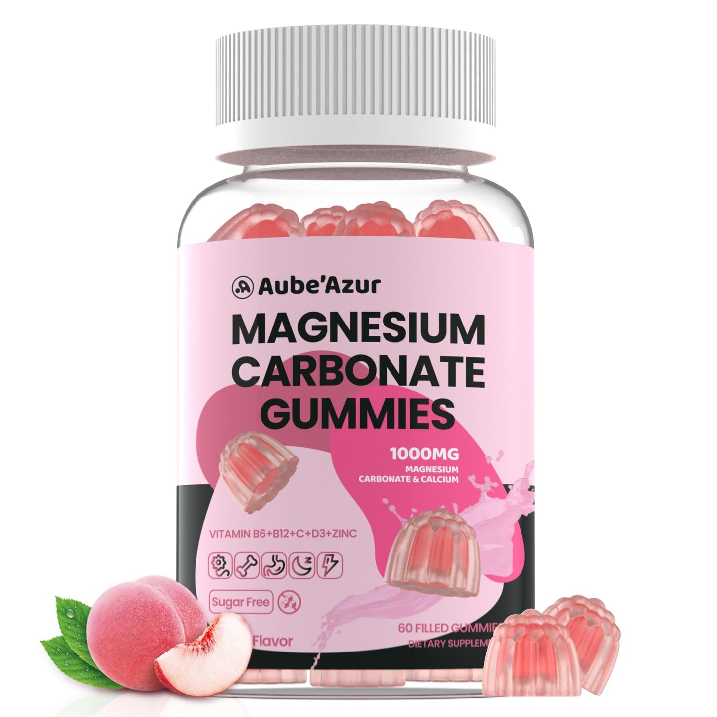 Aube'Azur Magnesium Carbonate Gummies 60 Count