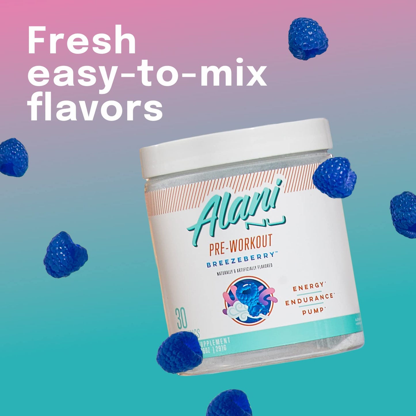 Alani Nu Pre Workout Powder BREEZEBERRY 11 oz