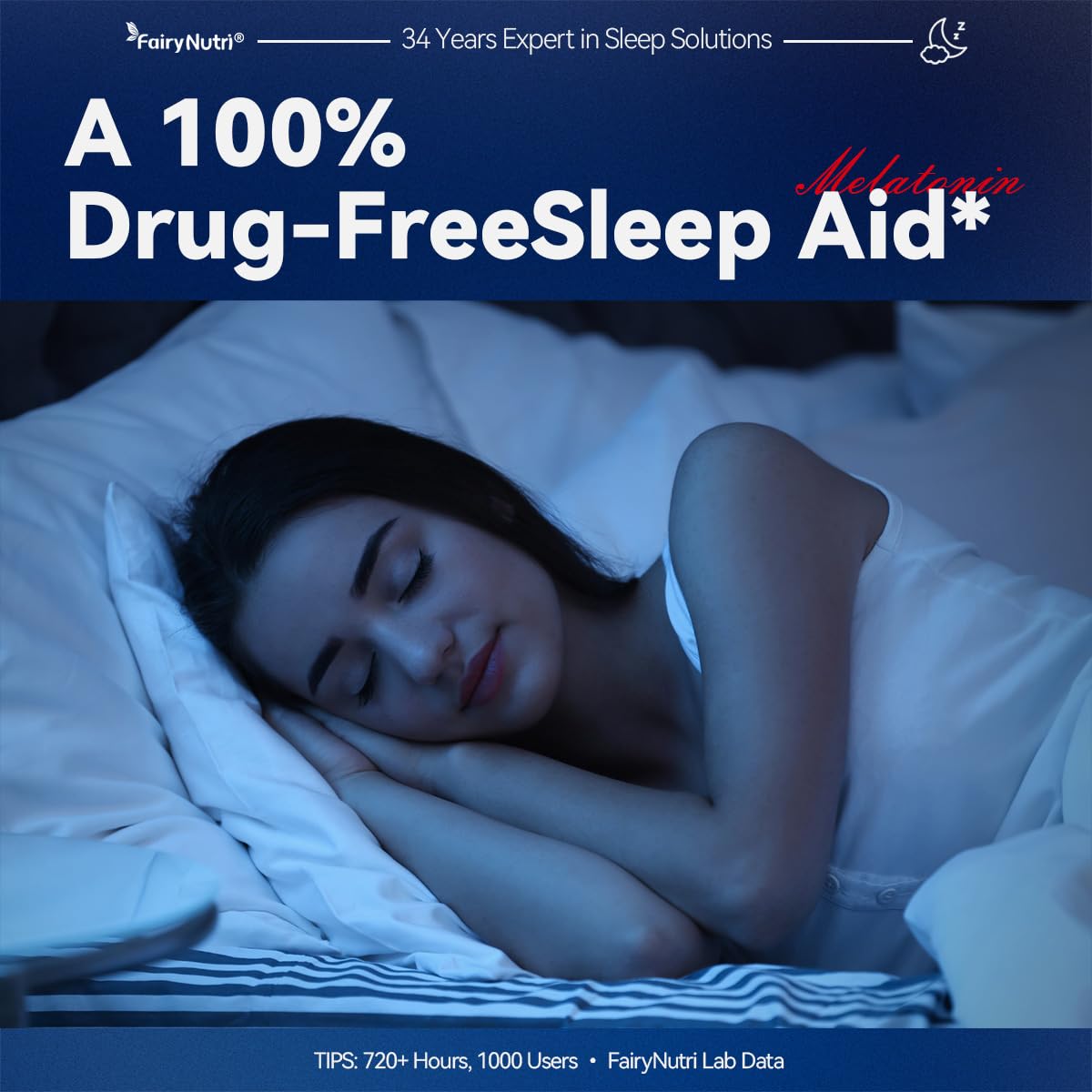 fairynutri Melatonin 9mg Non-Groggy Formula 100% Drug Free Sleep Aid Tablet 180 Tablets