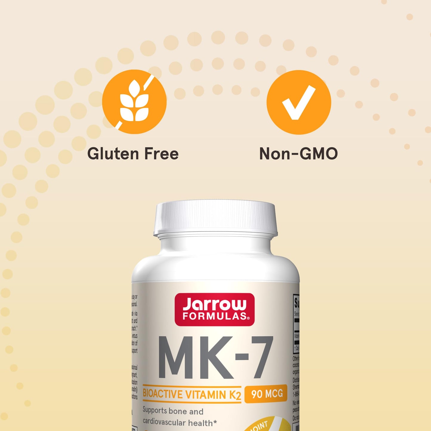 Jarrow Formulas MK-7 90 mcg Bioactive Form of Vitamin K2 Softgels 60 Count