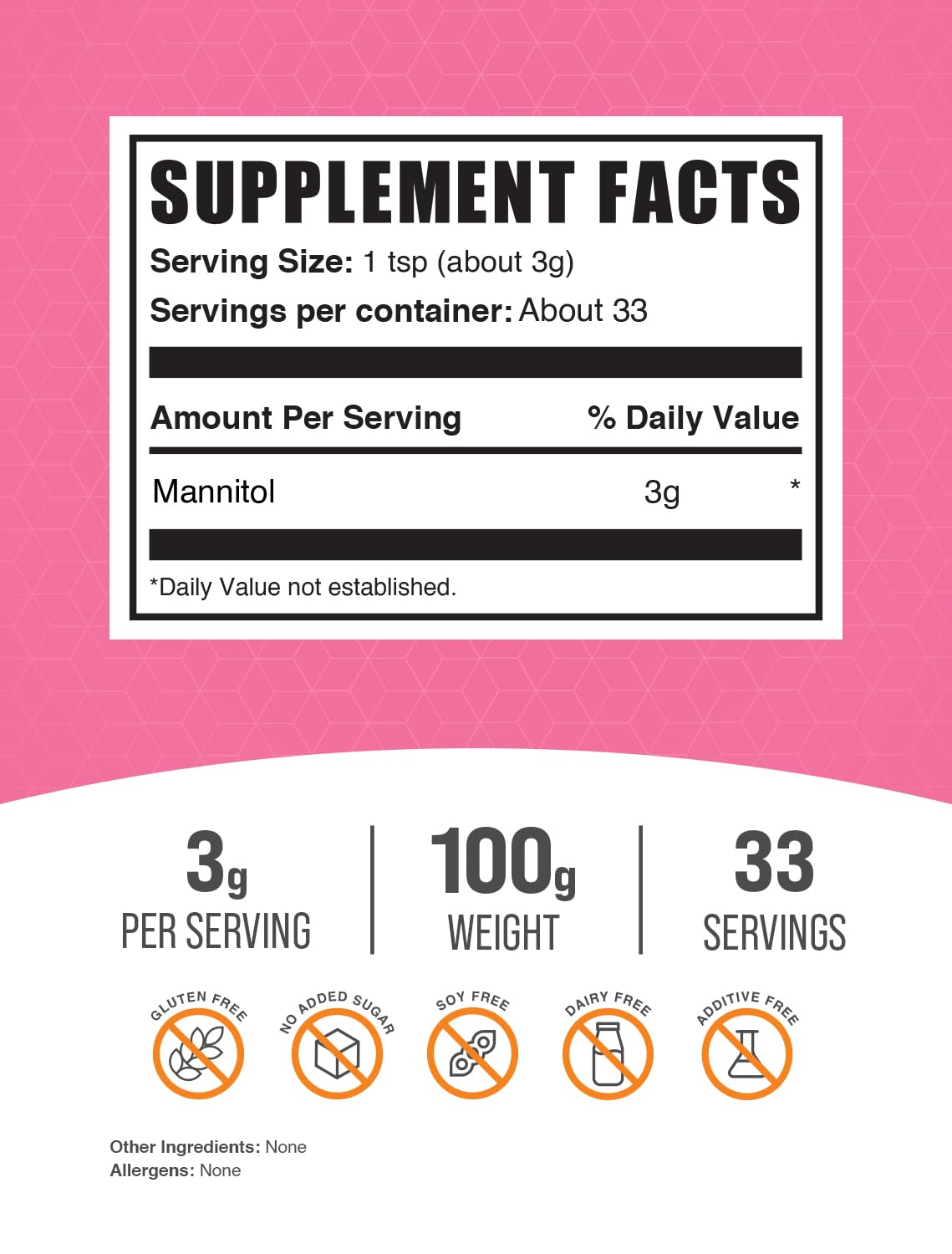 BulkSupplements Mannitol Powder 3.53 oz