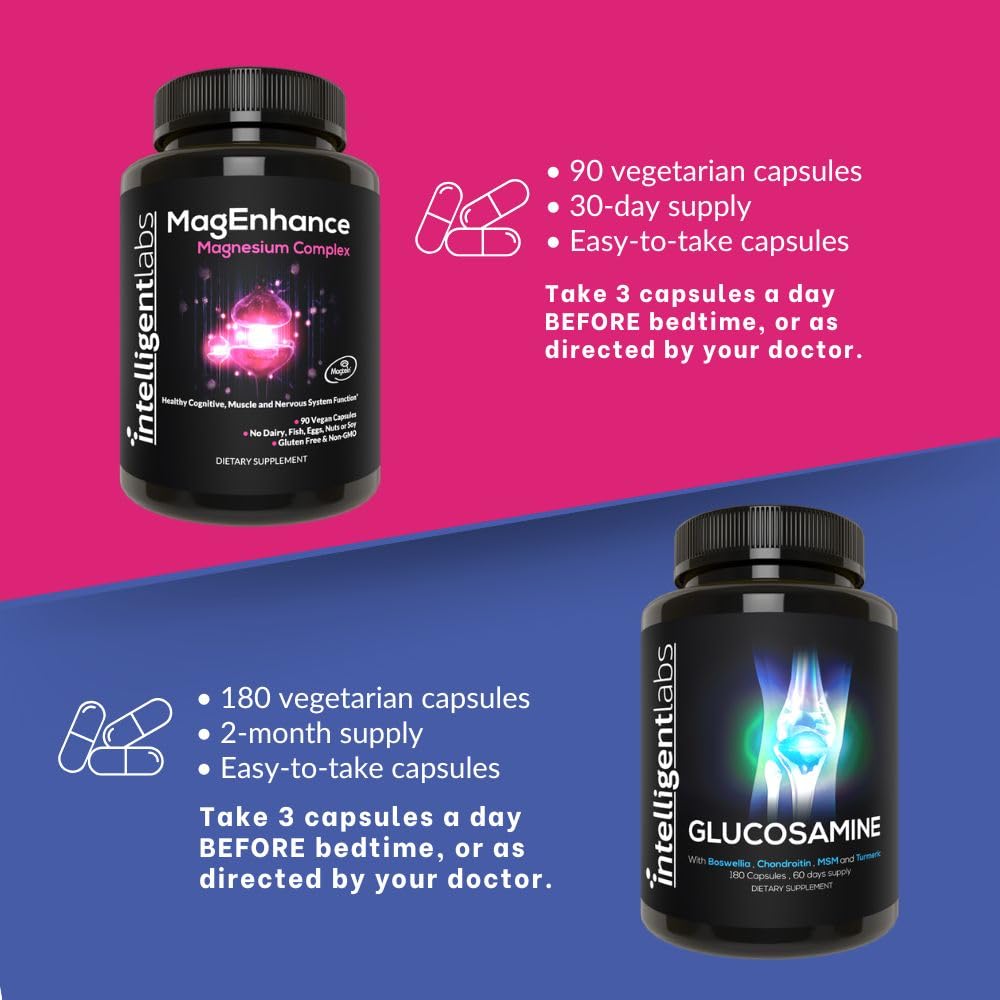 Intelligent Labs MagEnhance Triple Magnesium Complex + Glucosamine & Chondroitin Joint Care Complex Capsule, 120 Count