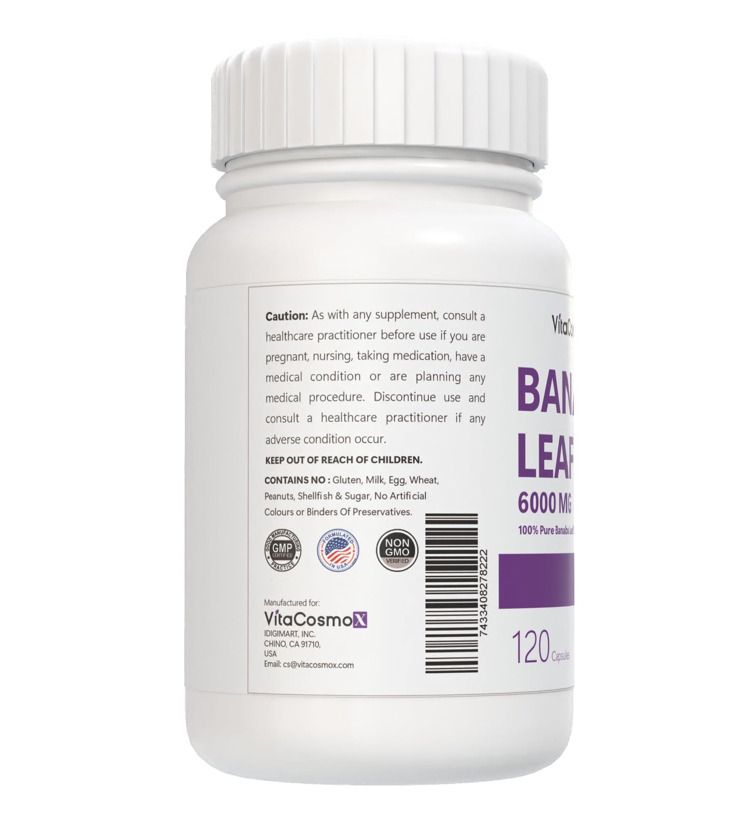 VitaCosmoX Banaba Leaf Extract 300mg Capsules, 120 Count