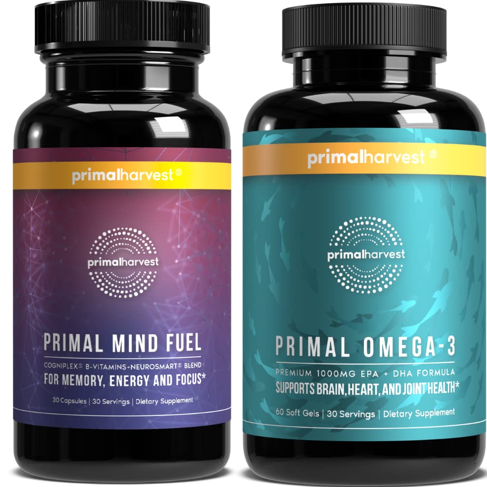 Primal Harvest Mind Fuel & Omega-3 Capsules, 2-Count
