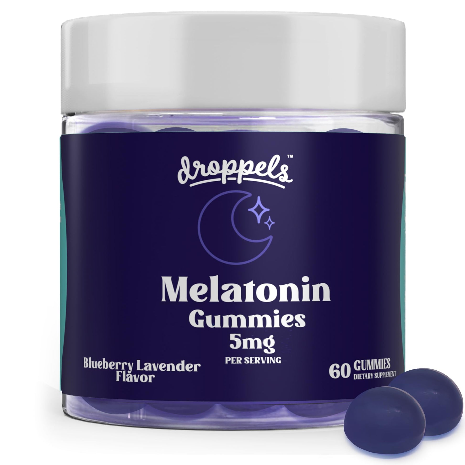Droppels Melatonin Gummies for Adults – 5mg Sleep Support, Vegan & Plant-Based with Chamomile, Natural Sleep Aid for Falling Asleep Faster & Staying Asleep, 60 Count