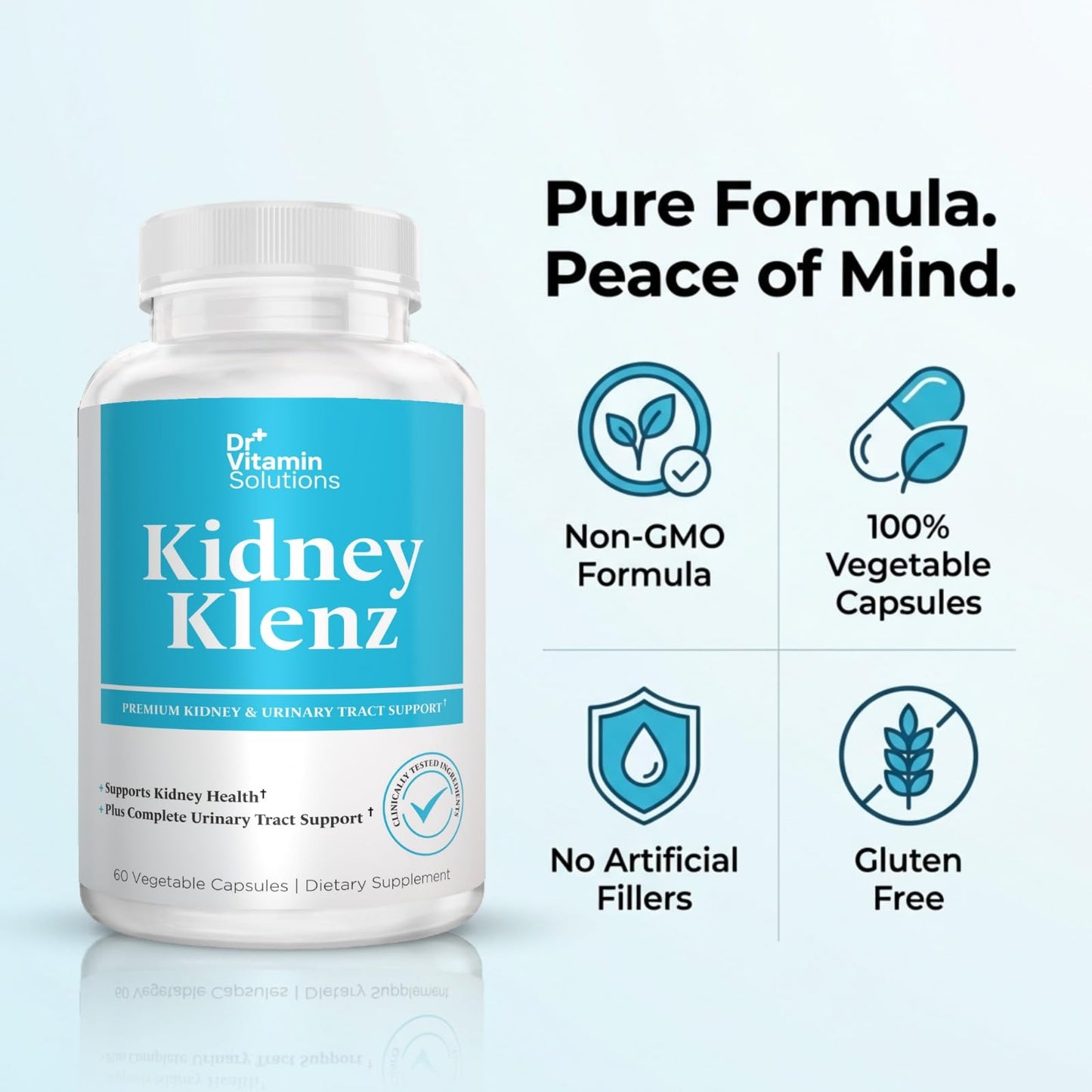 DR VITAMIN SOLUTIONS Kidney Cleanse Supplement with VitaCran Cranberry Extract – Premium Kidney & Urinary Tract Support with Chanca Piedra, Uva Ursi, Astragalus, Horsetail, Nettle & Juniper – Non-GMO, 60 Capsules