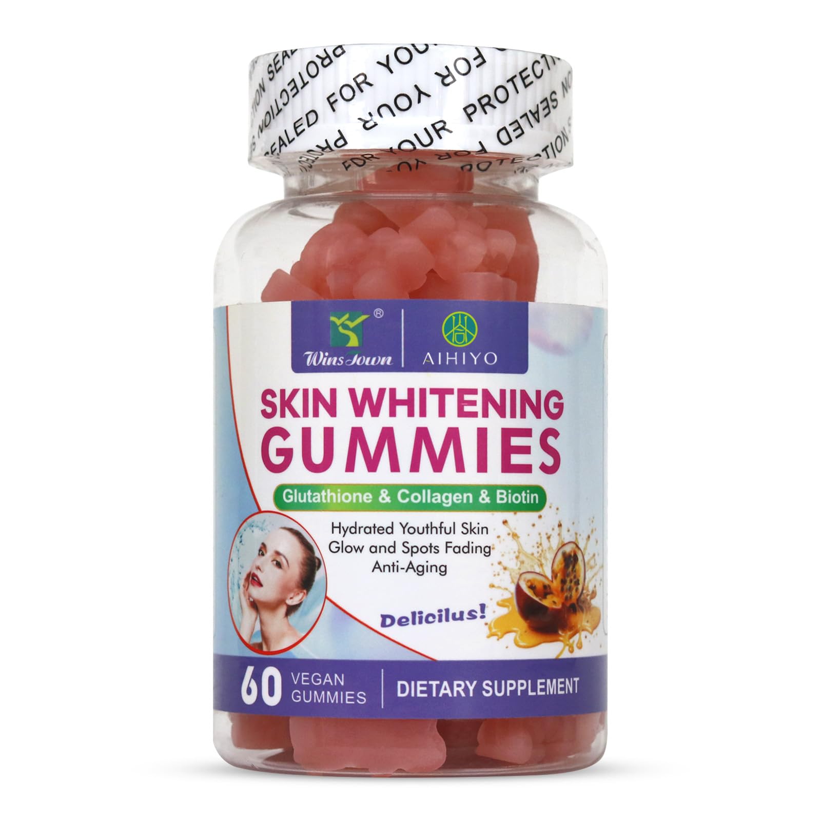 AIHIYO Skin Whitening Gummies, 60 Count