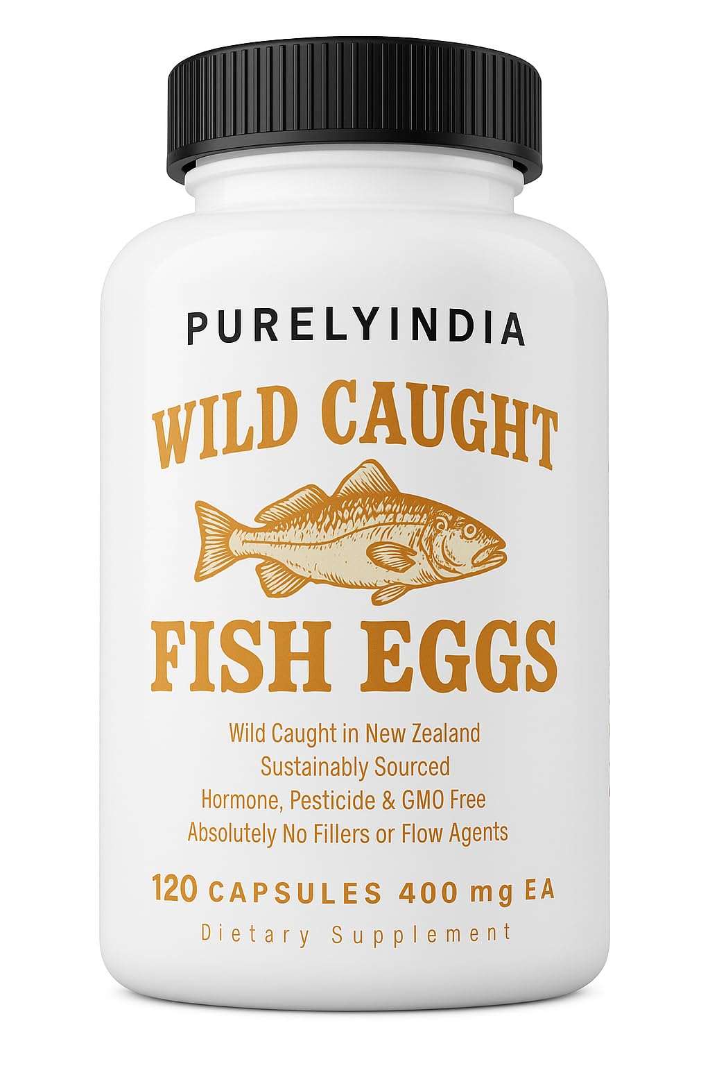 Purelyindia Wild-Caught Fish Eggs Omega-3 DHA, EPA & ETA Supplement Capsules 120 Capsules