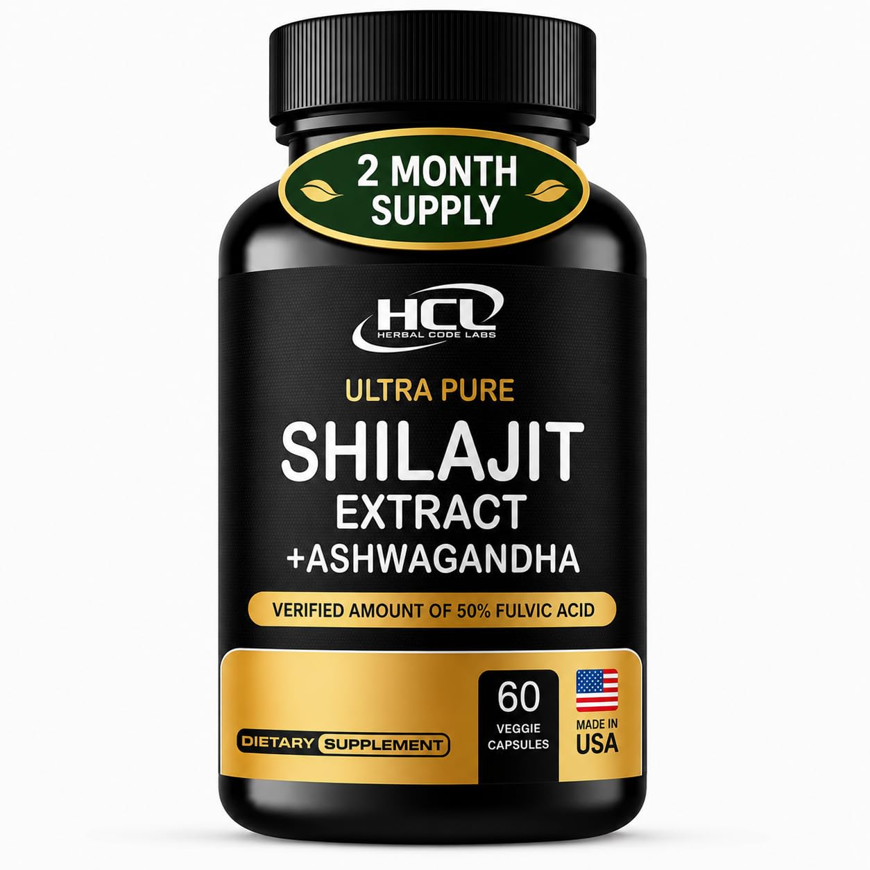 HCL Herbal Code Labs Pure Shilajit Resin Capsules 60 Count