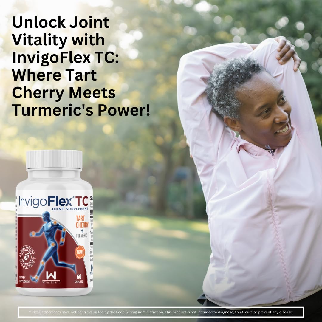 INVIGOFLEX Tart Cherry and Turmeric Caplets, 60 Count