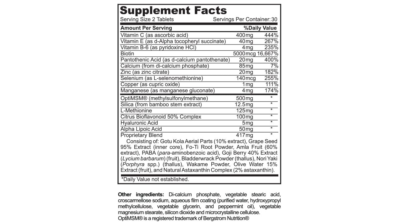 Skin Research Institute Renewglow Biotin 5000mcg Hair Growth Supplement, 60 Tablets