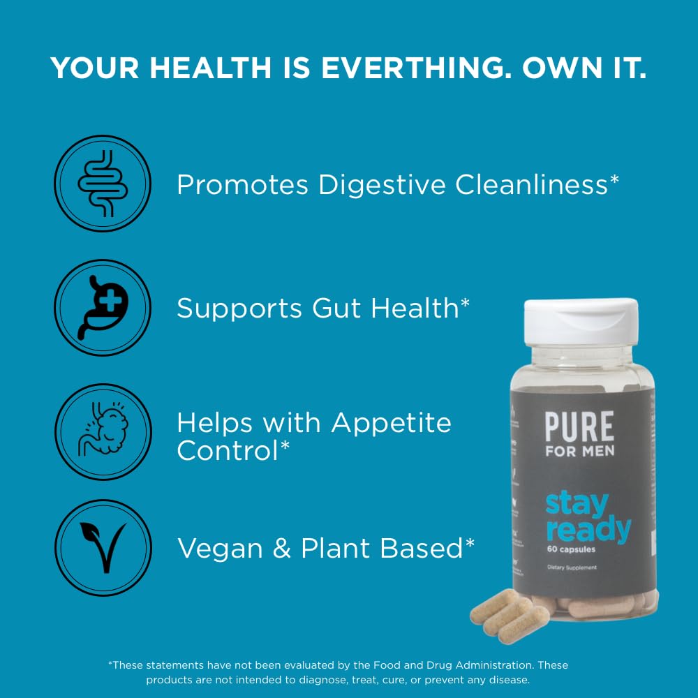 Pure for Men Original Cleanliness Stay Ready Fiber Supplement Capsules 60 Count
