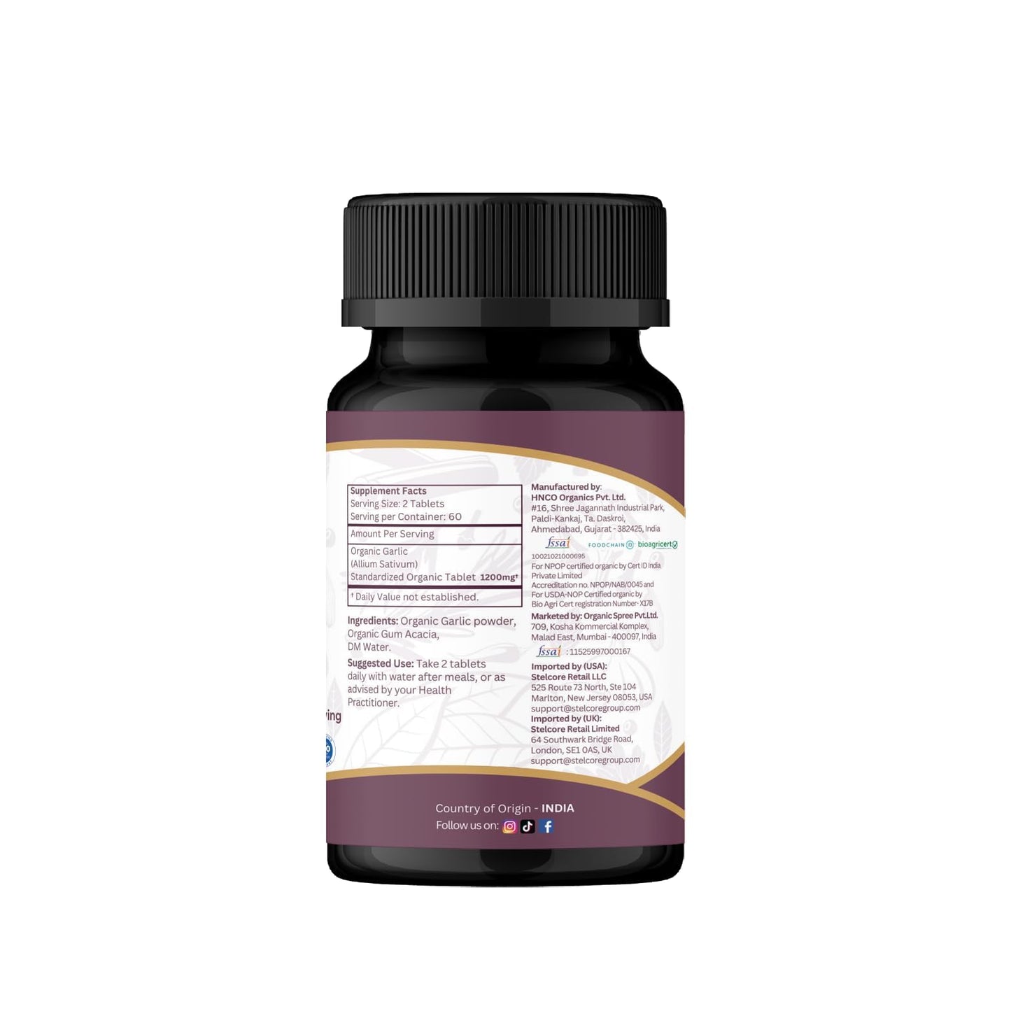 ORGANIC SPREE Garlic 120 Tablets