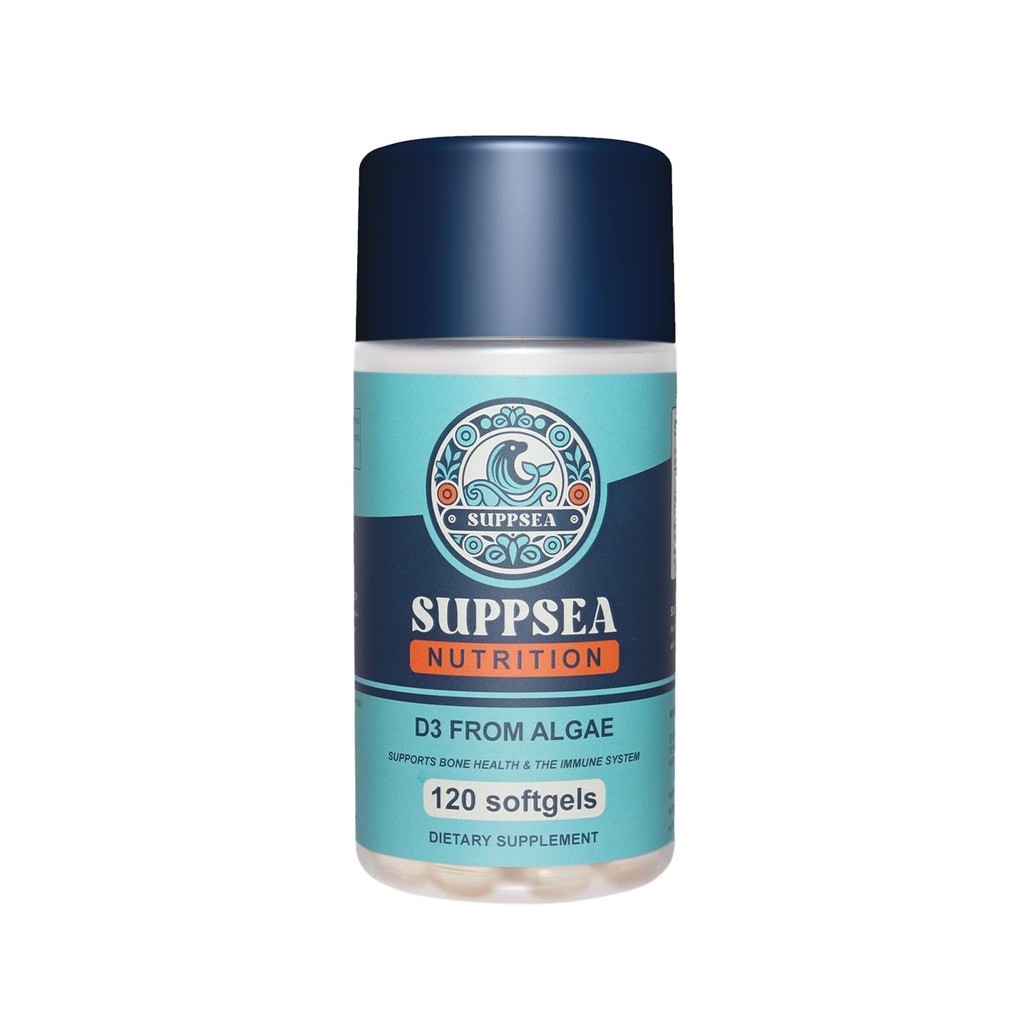 SUPPSEA Vegan Vitamin D3 75 mcg from Algae, Extra Virgin Olive Oil Softgels, 120 Softgels