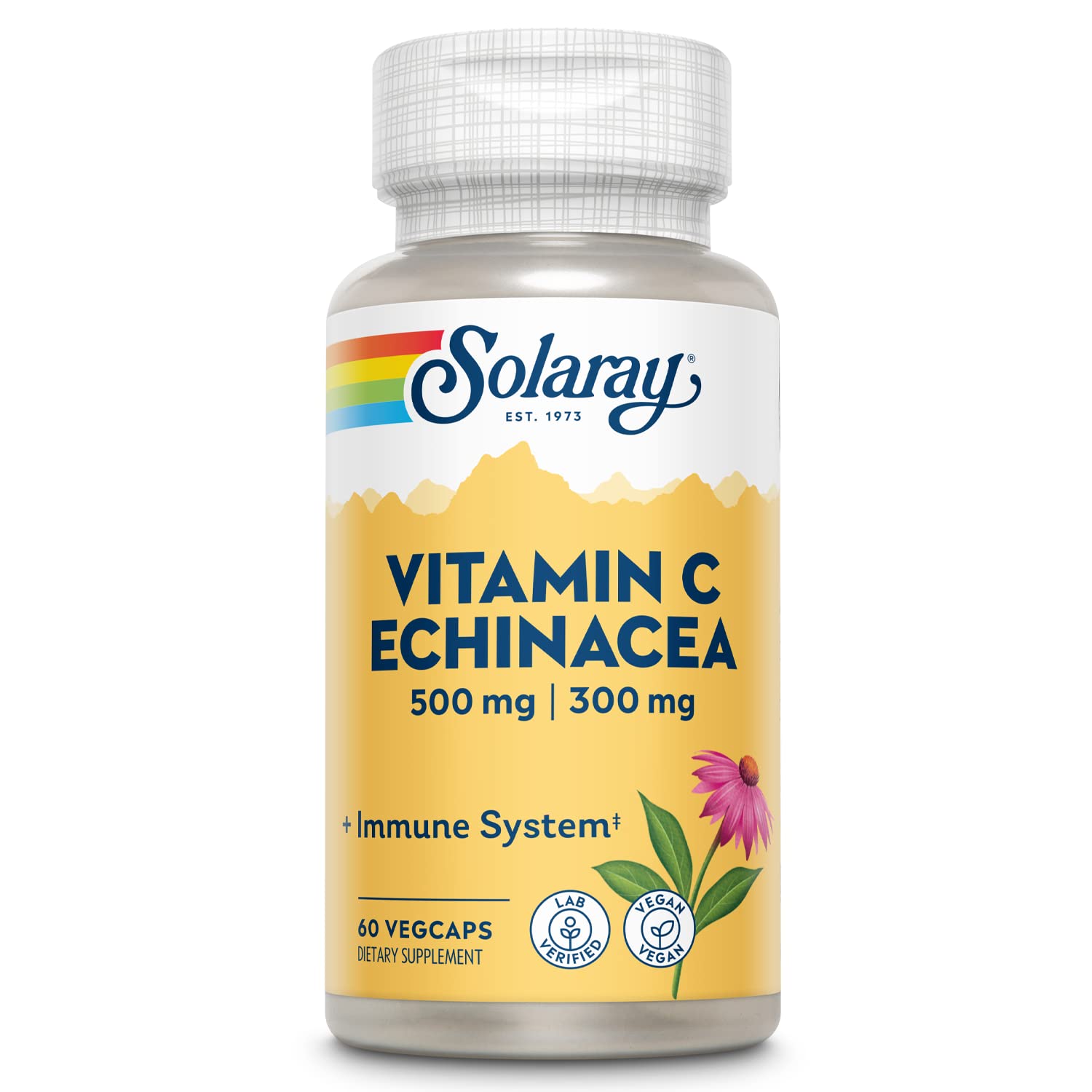 SOLARAY Vitamin C & Echinacea Root Capsules, 60 Count