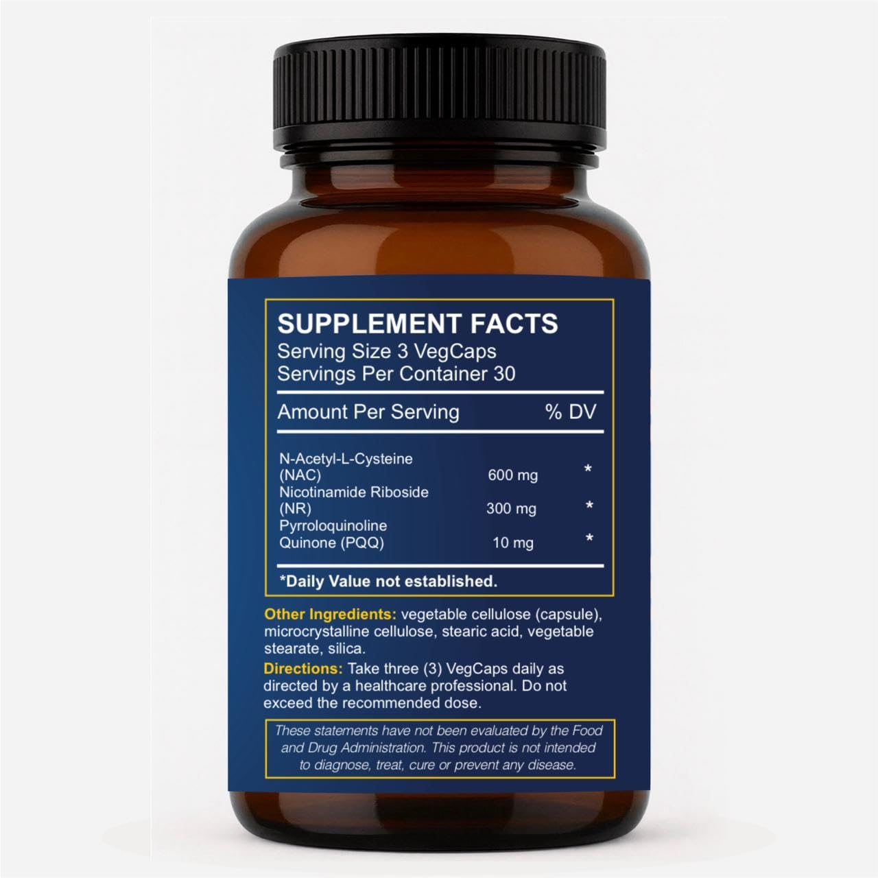Desarion Formula NAC+NR & PQQ Complex 600mg NAC 300mg NR 10mg PQQ Capsules, 90 Count
