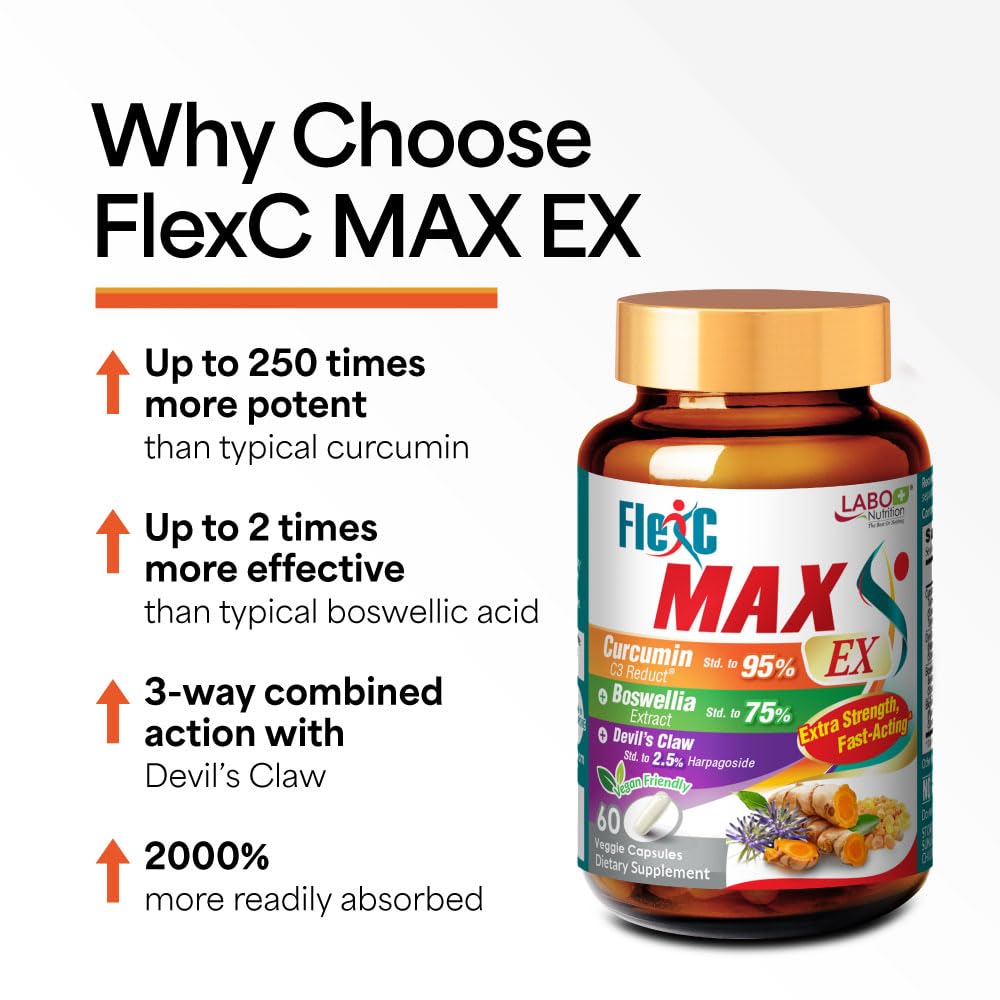 LABO Nutrition FlexC MAX EX Turmeric Curcumin Boswellia Capsules 120