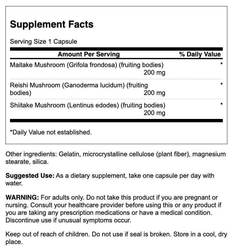 Swanson Shrooms 3-in-1 Formula 60 Capsules