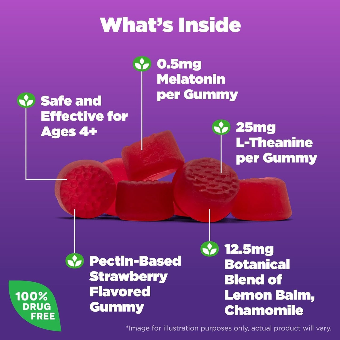 Natrol Kids Sleep+ Calm Melatonin and L-Theanine Sleep Aid Gummies, Botanical Blends, 120 Gummies