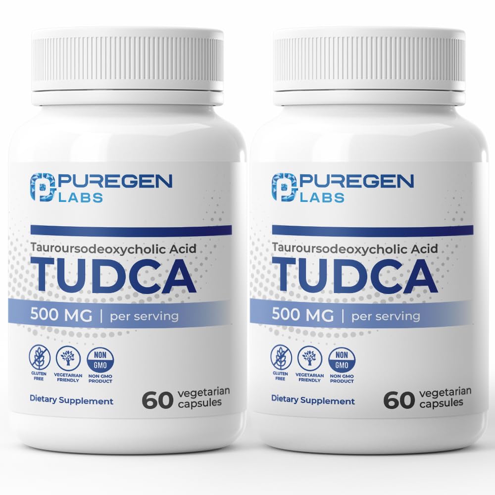P Puregen Labs TUDCA (Tauroursodeoxycholic Acid) 500mg Bile Salts Liver Supplement, Non-GMO, Gluten Free, 60 Capsules
