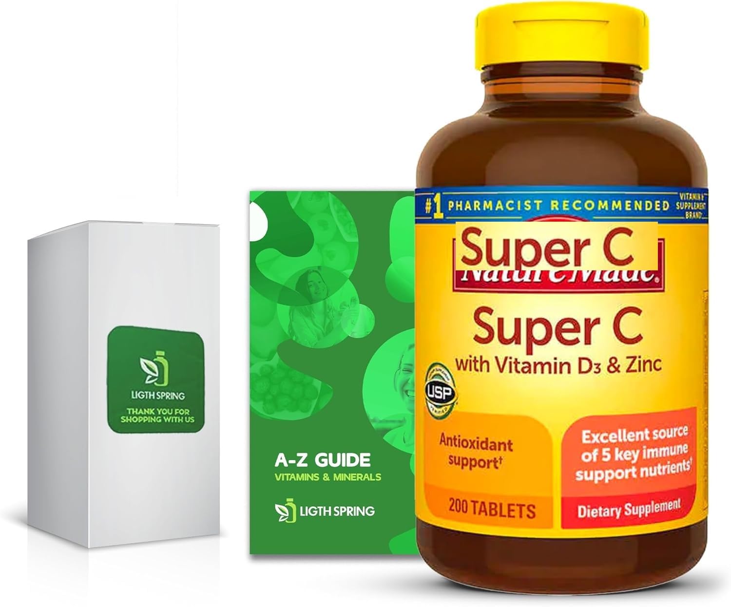 LightSpring Super C with Vitamin D3 & Zinc Tablet, 200 Tablets
