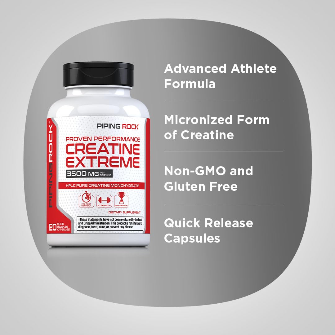 Piping Rock Creatine Monohydrate Capsules 120 Count