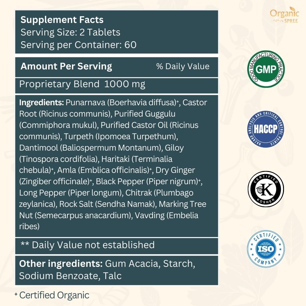 ORGANIC SPREE Punarnavadi Guggulu Tablet 120 Tablets