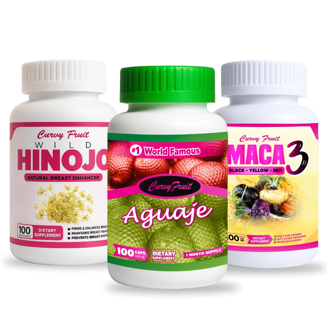 Curvy Fruit Bigger Booty, Bust & HIPS Aguaje + Maca 3 + Wild Hinojo Natural Curve Shaping Supplement Capsules 100 Count