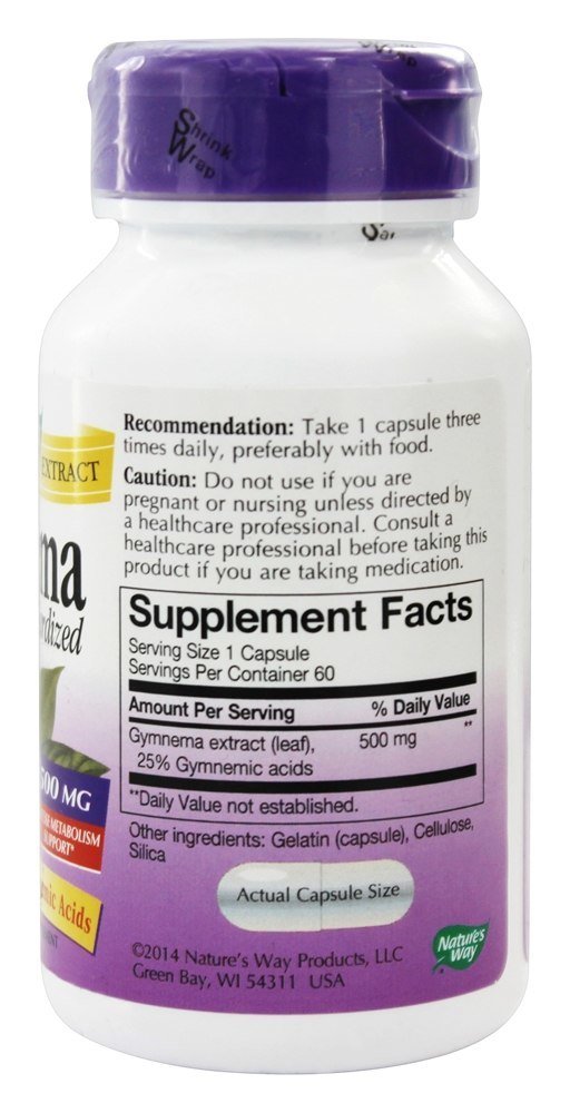 Nature's Way Gymnema Standardized 500 mg, 180 Capsules