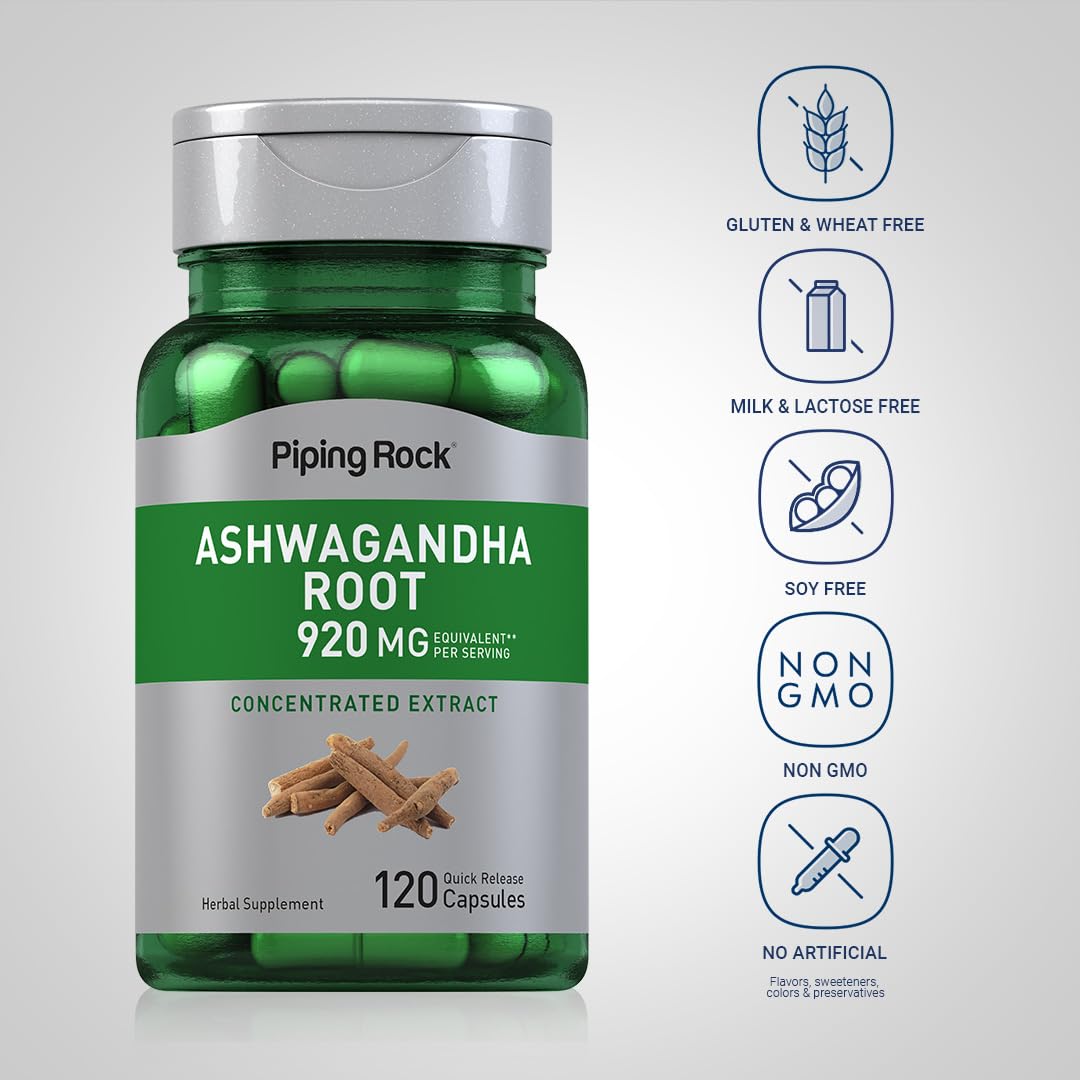Piping Rock Ashwagandha Root Extract Capsules 120 Count