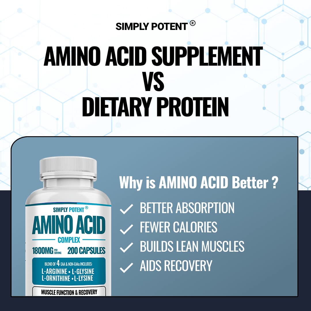 Simply Potent Amino Acid Complex 1800mg, 200 Capsules