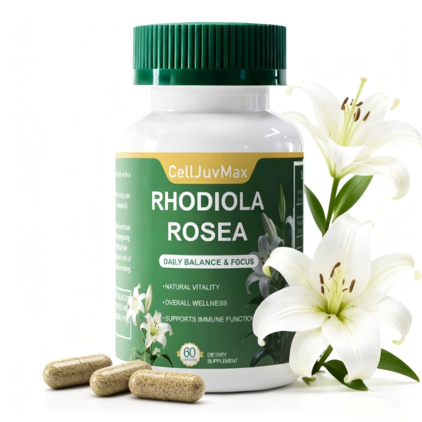 CellJuvMax Rhodiola Rosea 600mg Capsules, 60 Count