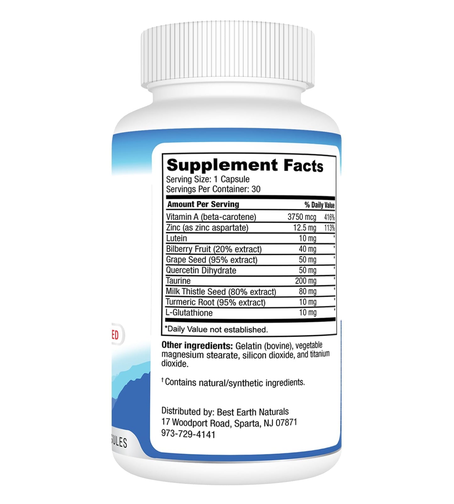 Best Earth Naturals Vision Support Formula Supplement with Eye Vitamins, Lutein, Vitamin A, Quercetin and More Capsule 30