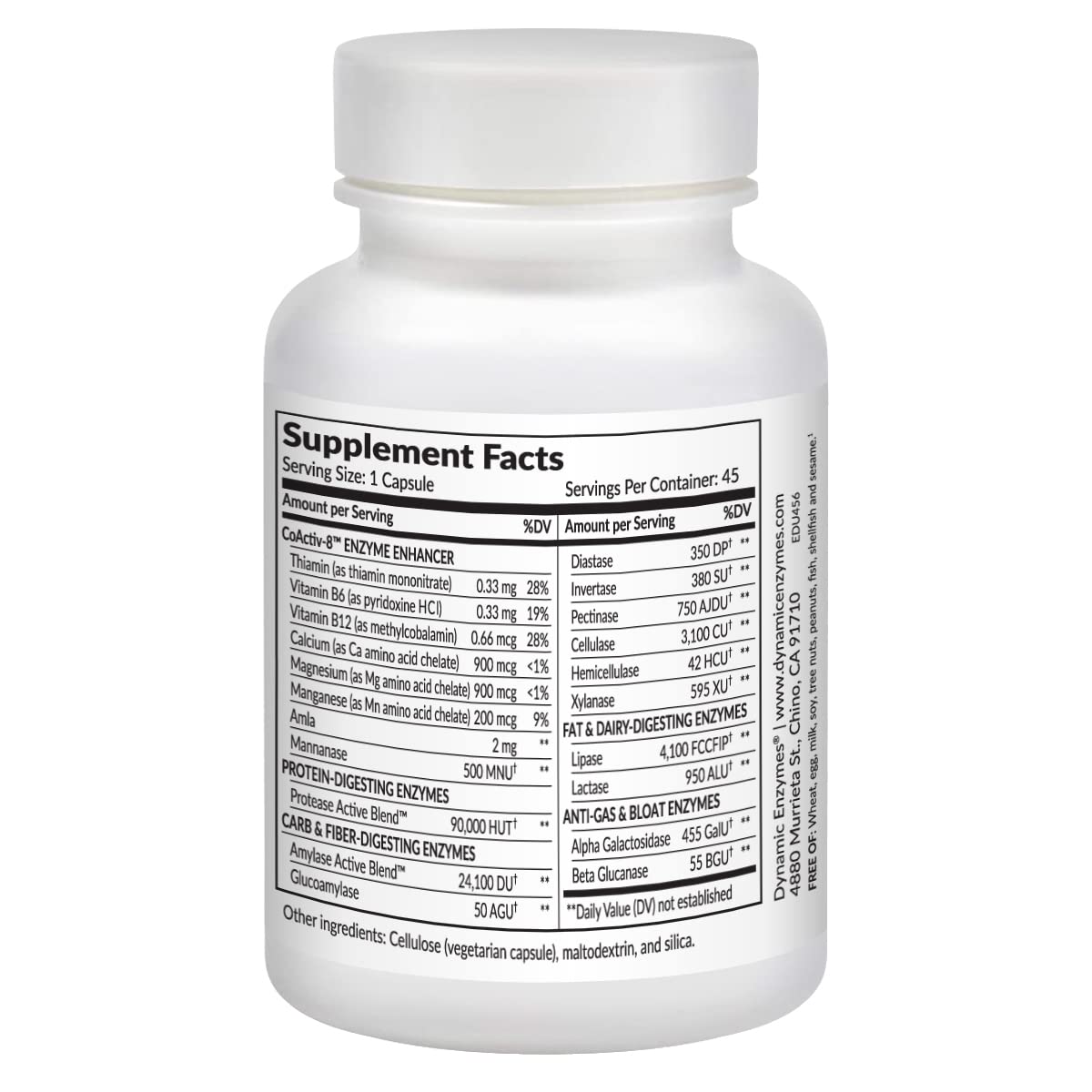 Dynamic Enzymes Eat E-Z Ultra Advanced Digestive Enzyme Supplement 45 Capsules