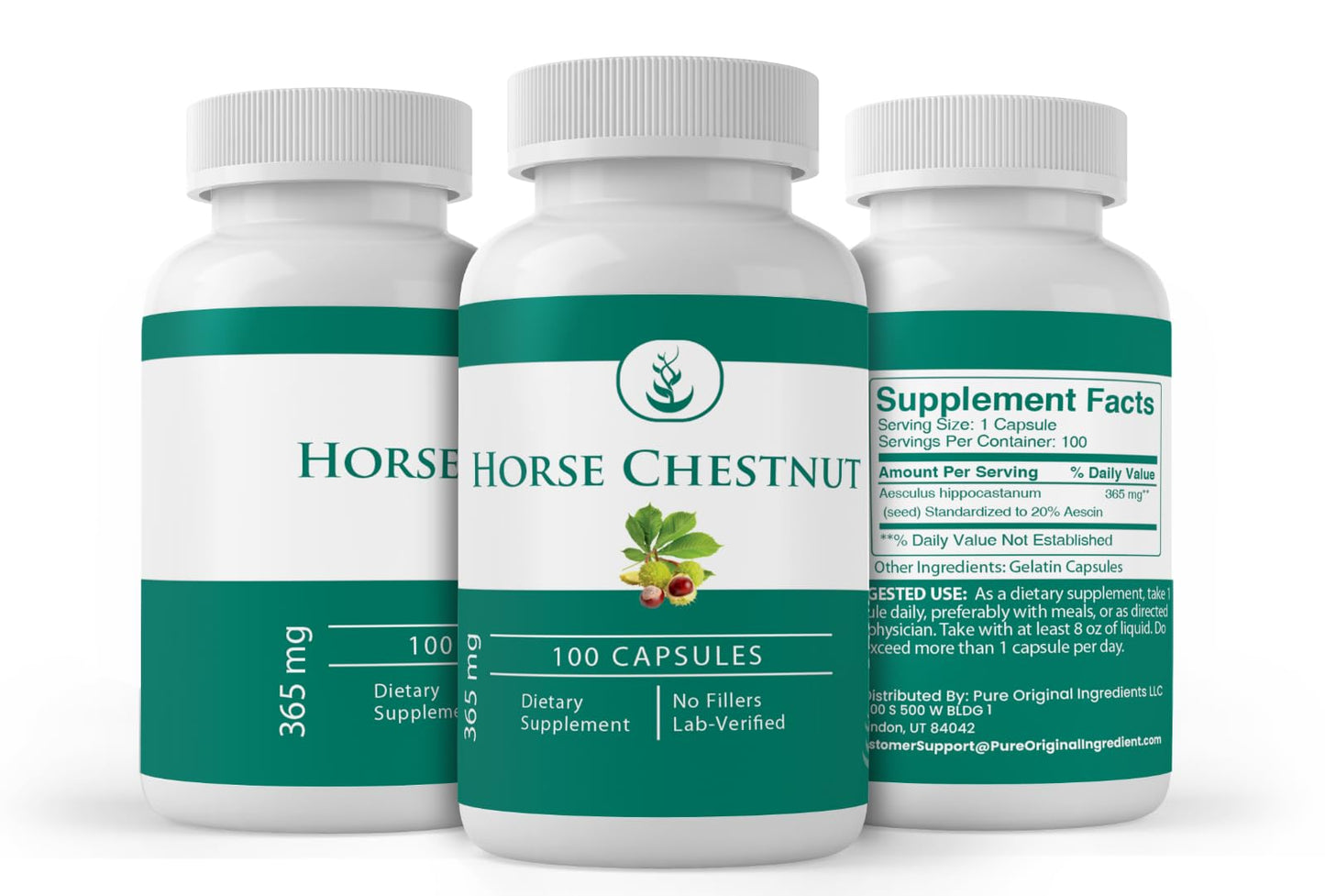 PURE ORIGINAL INGREDIENTS Horse Chestnut Capsules 100