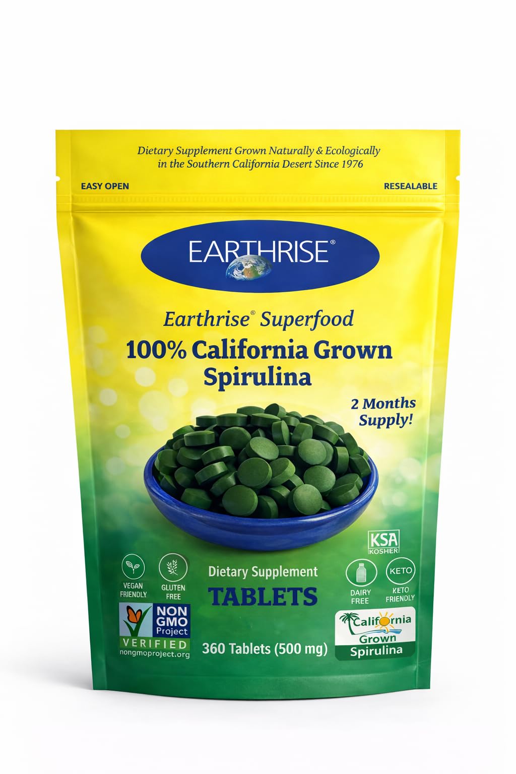 Earthrise Superfood California Spirulina 500mg Tablets, 360 Count
