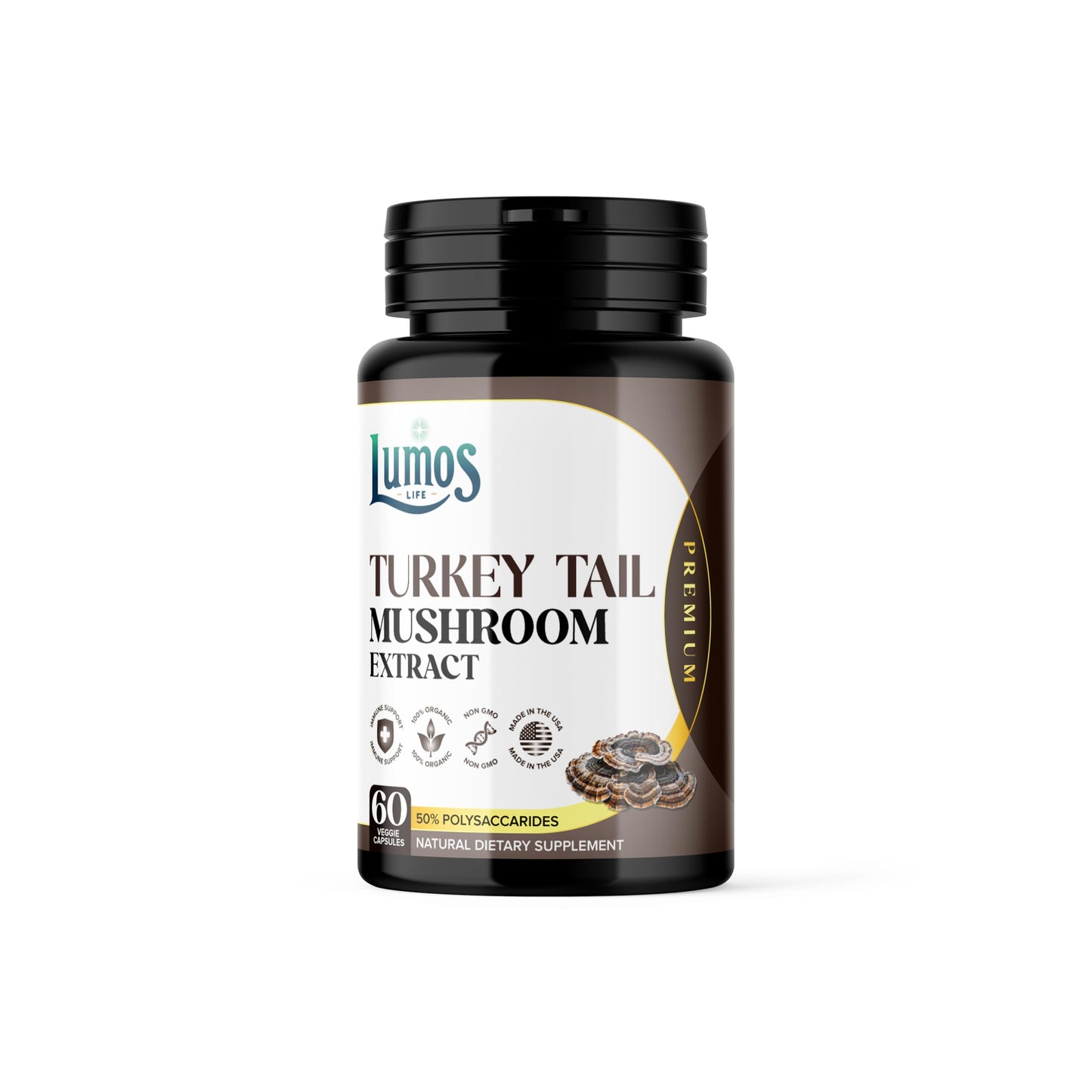 Lumos Life Turkey Tail Mushroom Supplement Capsules 60 Capsules
