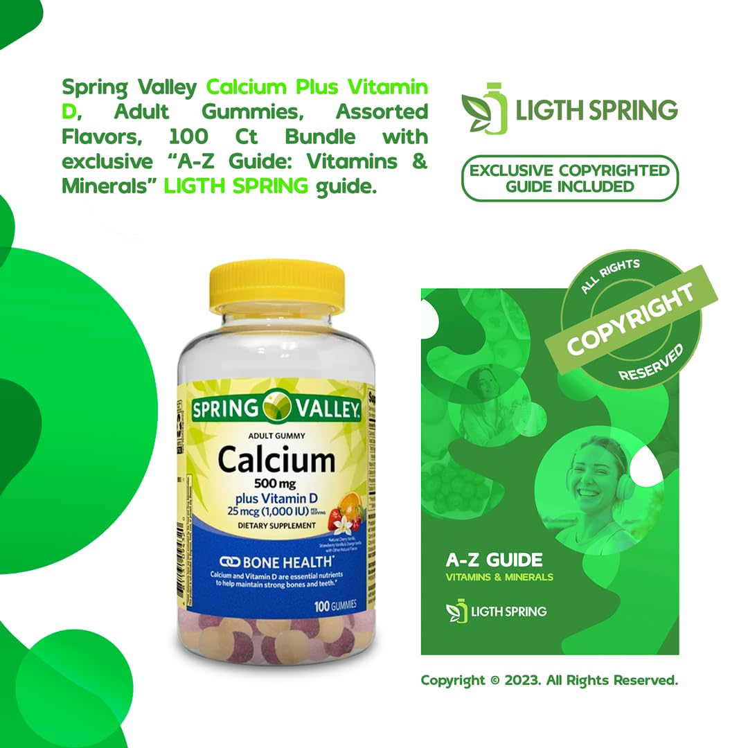 LightSpring Calcium Plus Vitamin D Gummies, 100 Ct