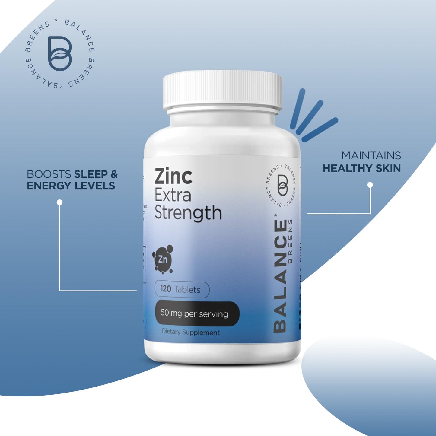 Balancebreens Zinc 50mg Vegetarian Tablets, 720 Count, Immune Support, Promotes Skin Health & Wound Healing, Extra Strength, Ultra-Absorbable