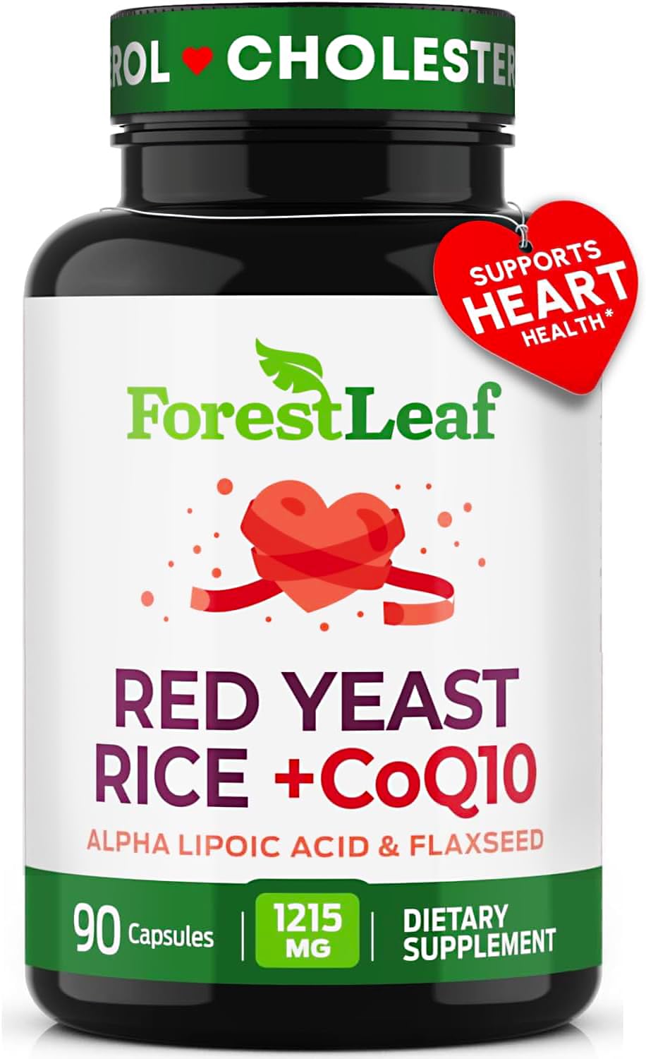 ForestLeaf Red Yeast Rice 1215 mg Capsules, 90 Count