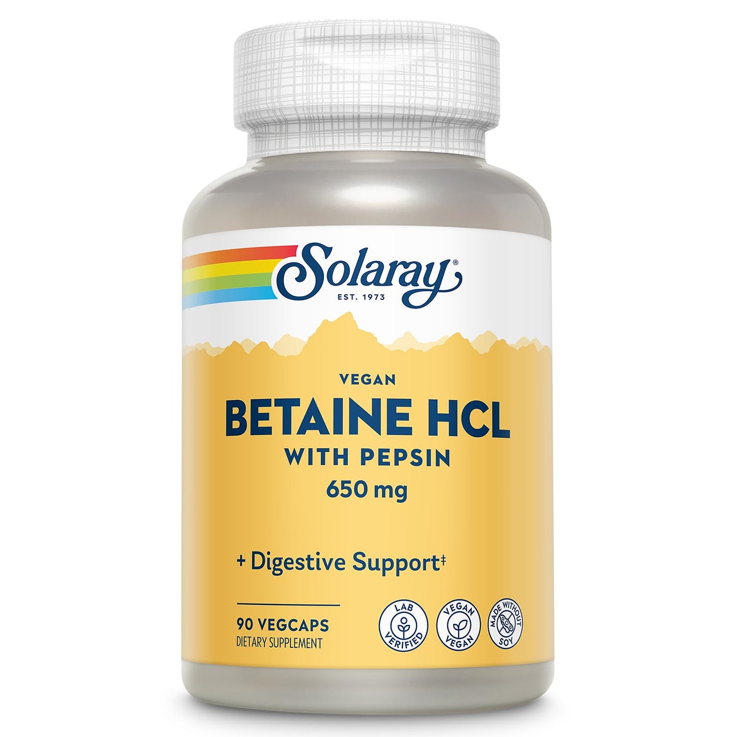 SOLARAY Vegan Betaine HCL with Pepsin Capsules 90