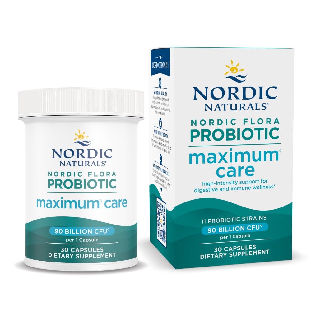 Nordic Naturals Nordic Flora Probiotic Maximum Care Immune + Digestive, Vegan Capsule, 30 Count