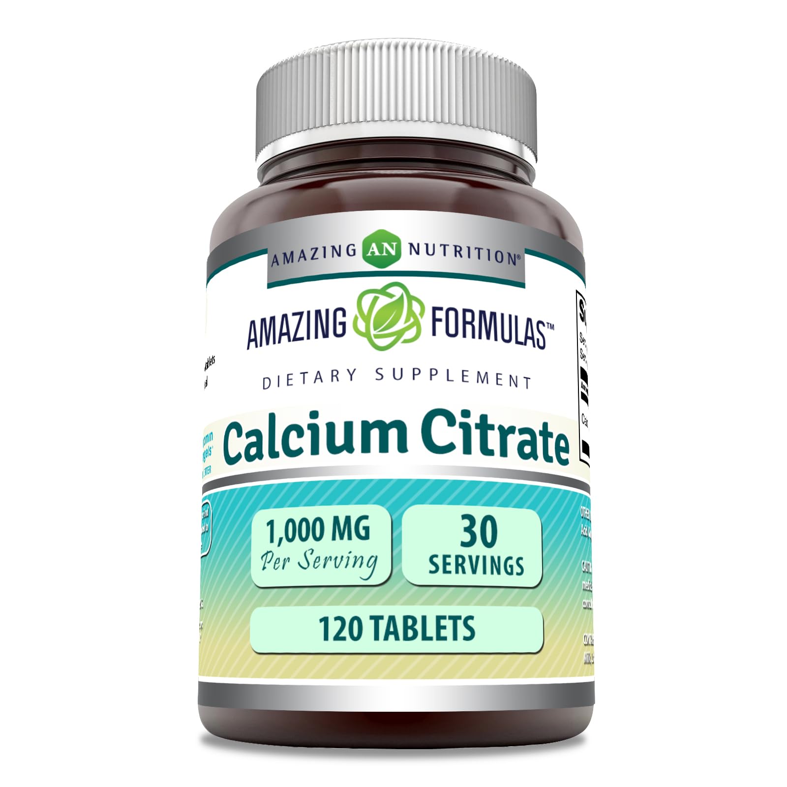 Amazing Nutrition Calcium Citrate Supplement 1000 mg Tablets 120