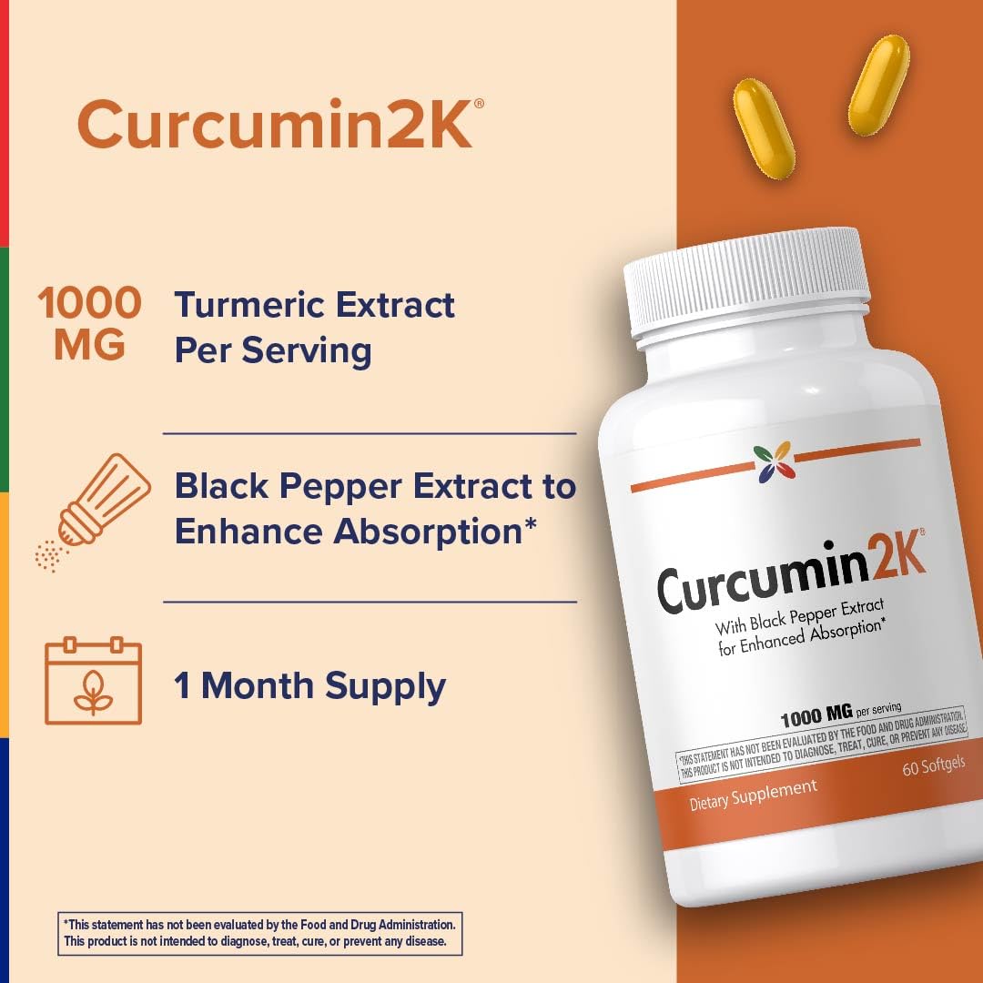 Stop Aging Now Curcumin2K Curcumin Supplement with Black Pepper 60 Softgels