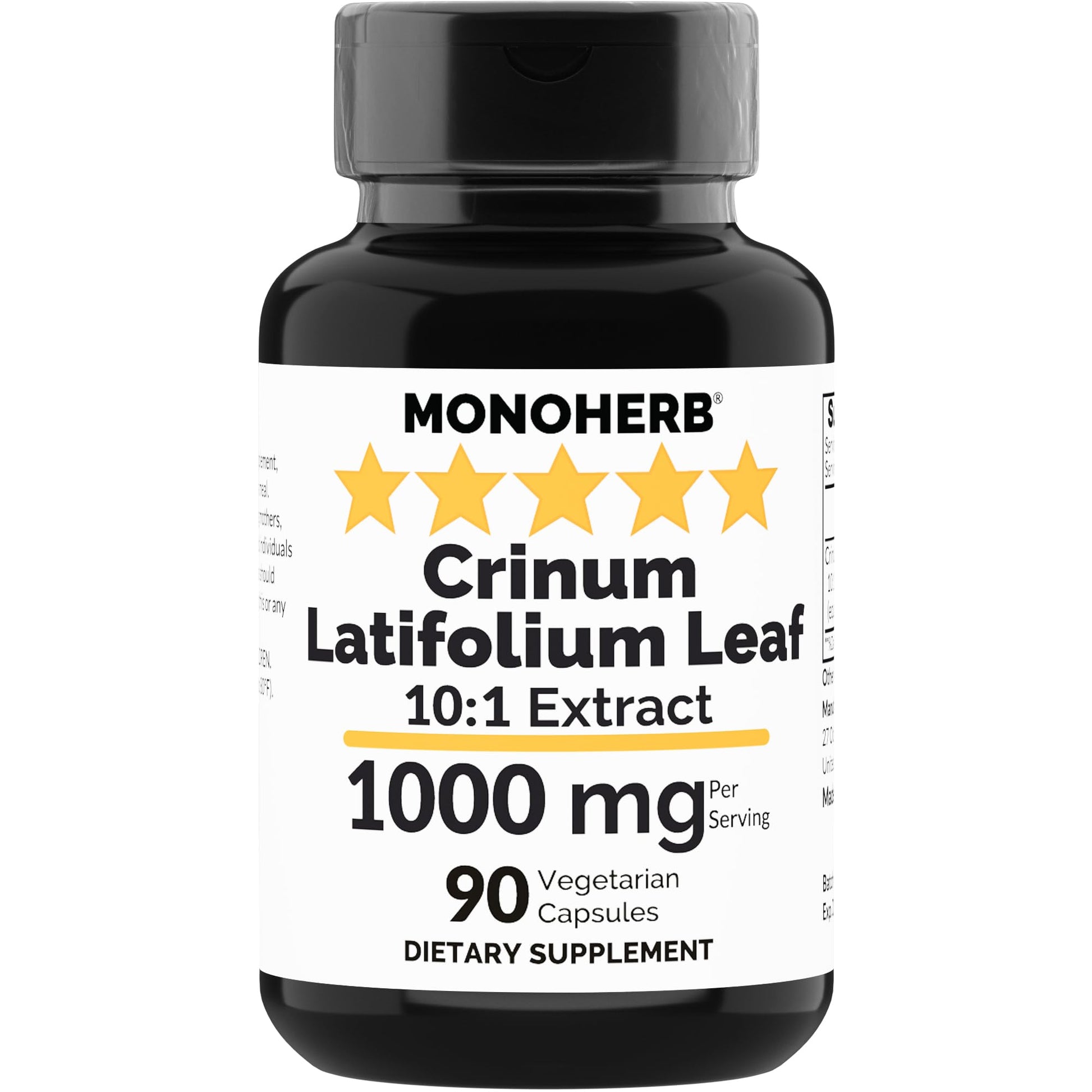 MONOHERB Crinum Latifolium Leaf Extract 1000 mg Capsules, 90 Count