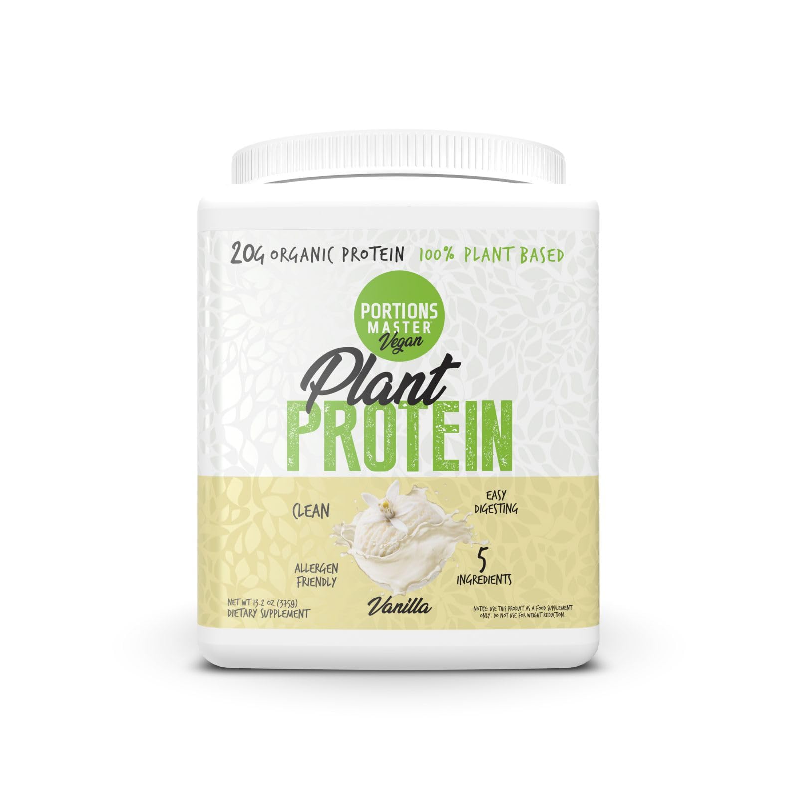 Portions Master Plant Protein Organic Plant Based Protein Powder with Fermented Brown Rice Complete Amino Acid Profile, 13.2 Ounce