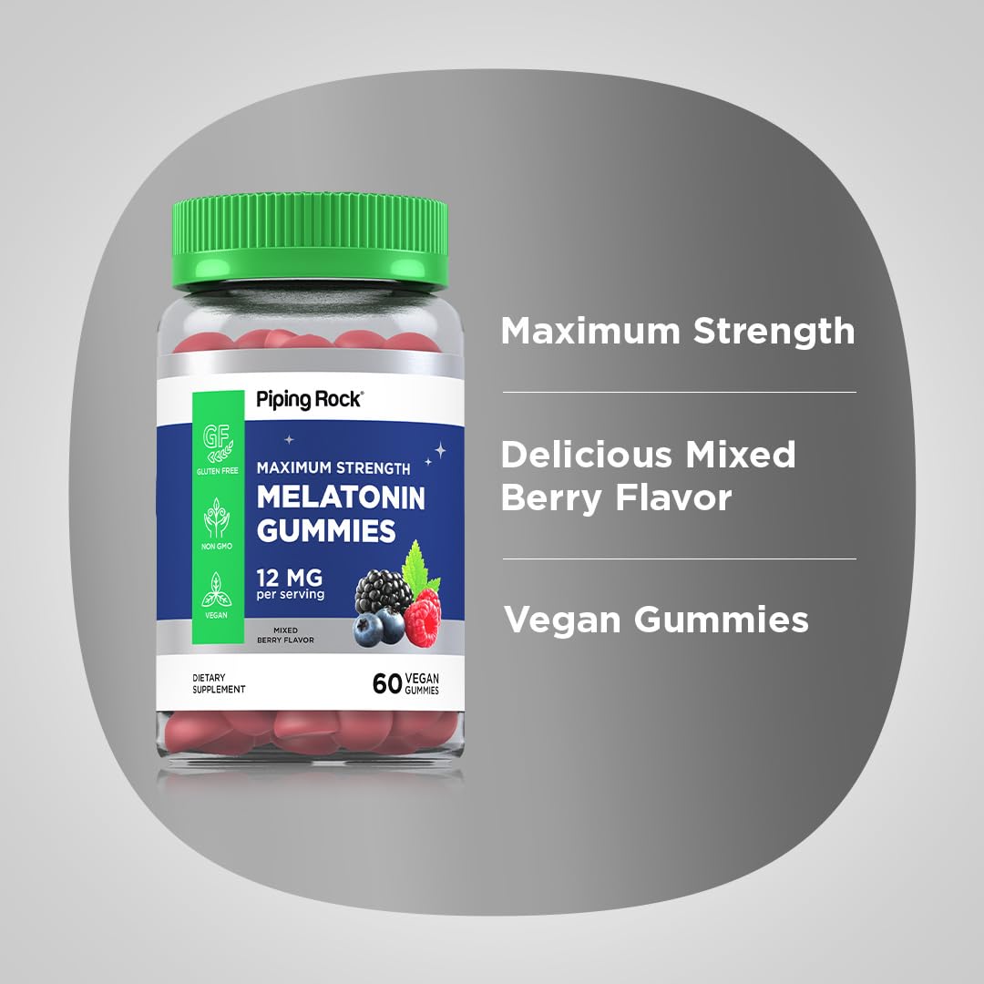 Piping Rock Melatonin Gummies 12mg Gummy 60 Count