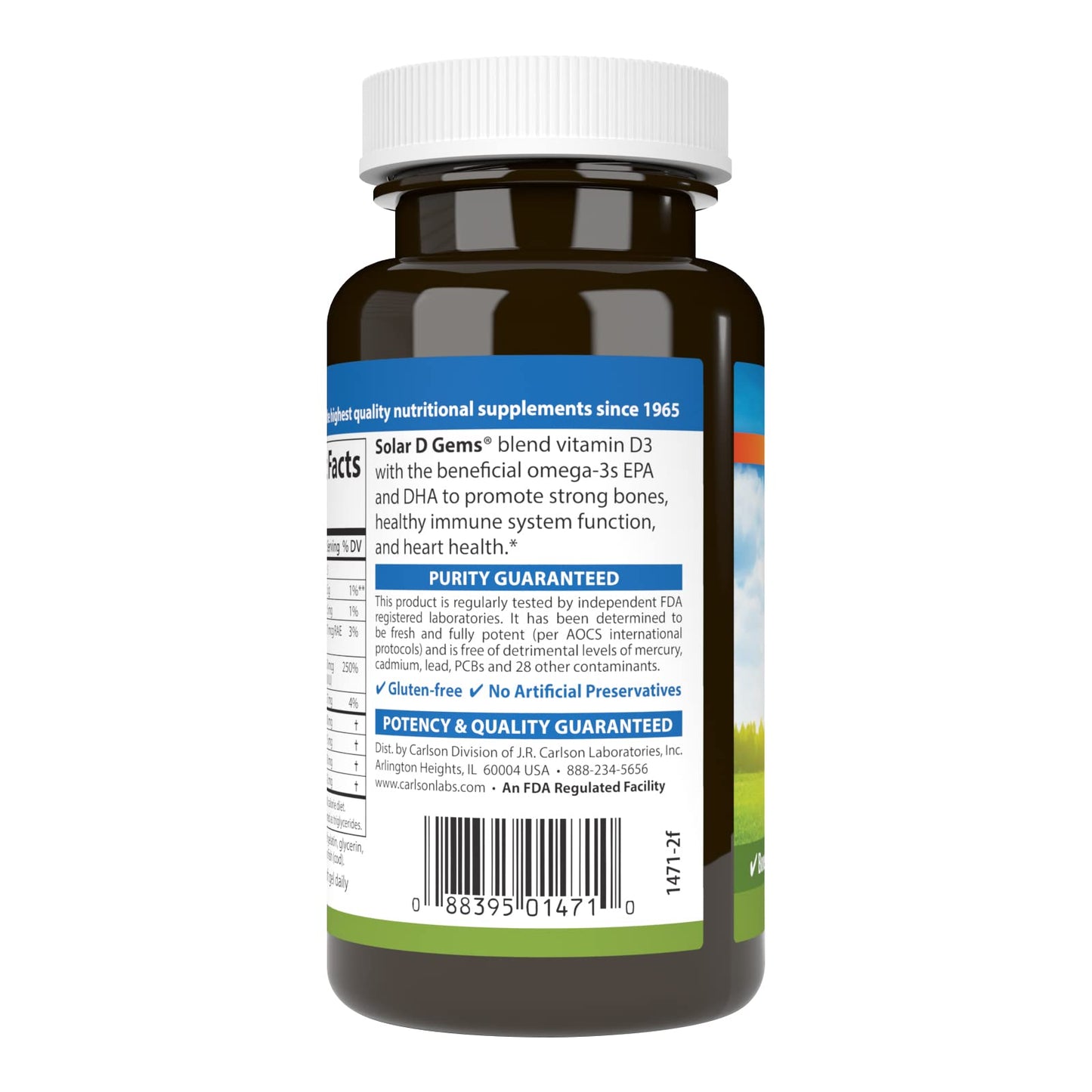 Carlson Solar D Gems Vitamin D3 and Omega-3 Softgels 120