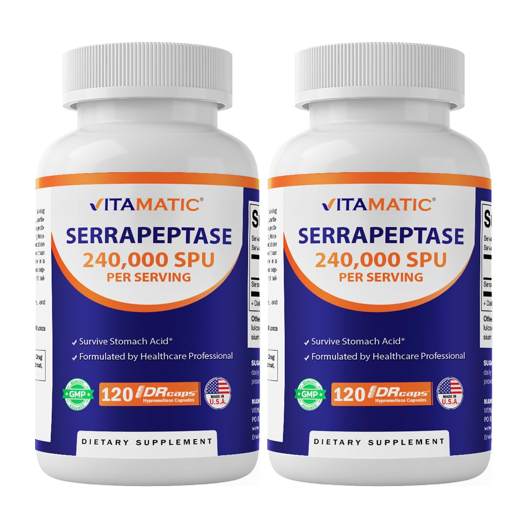 Vitamatic Serrapeptase 240,000 SPU Capsules, 120 Count